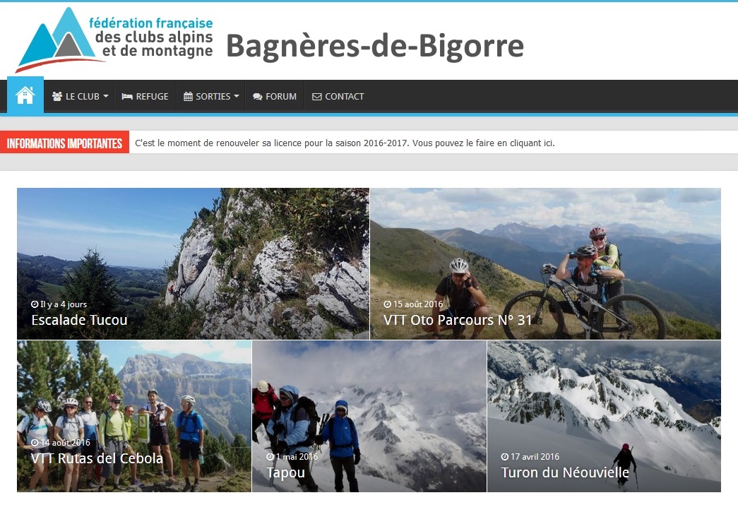 Nouveau site web Club Alpin Bagnères de Bigorre