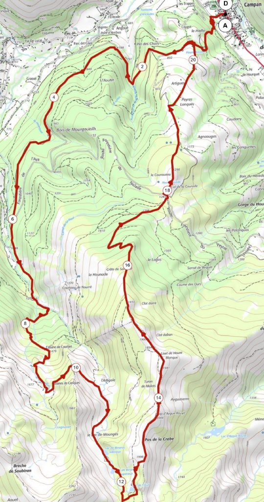 Carte sortie trail lac de Binaros